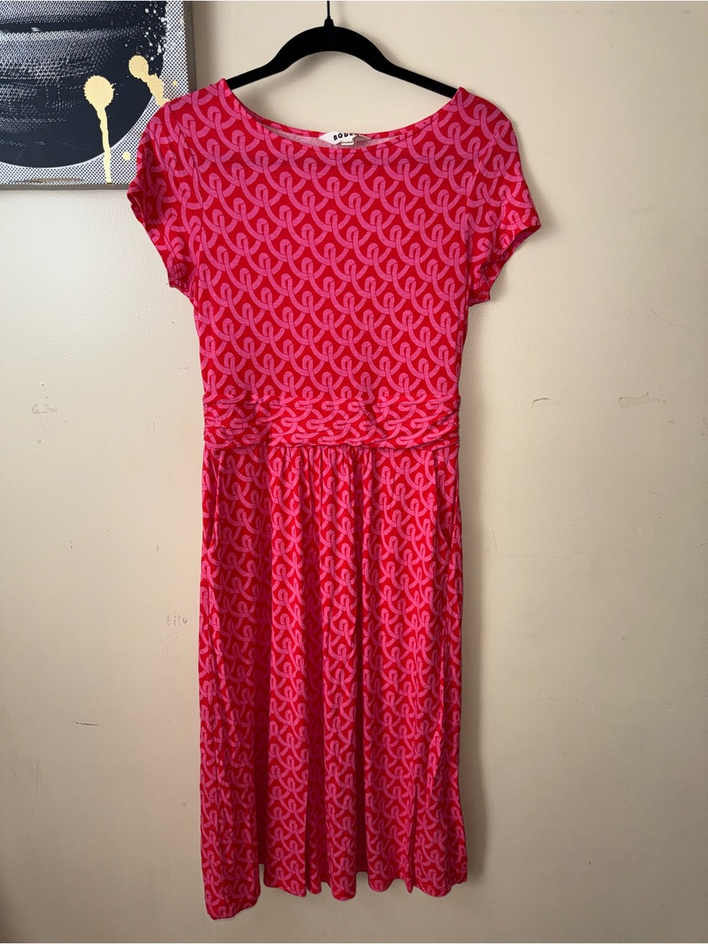 Boden Pink & Light Pink Patterned Midi Dress